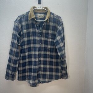 VTG 90s RedHead Flannel Shirt Mens L Blue Plaid Lumberjack Workwear Shacket